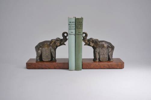 Pair Art Deco bookends elephants, 1930`s ca, French